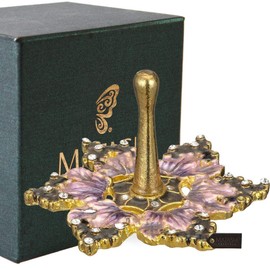 Matashi Hand-Painted Purple Grape Spinning Dreidel Holiday Ornaments (Pewter) Jewish Decor for Home Hanging Decoration Gold-Plated Vintage Design with Crystals Judaica Gifts for Home House Blessing
