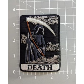 Death Tarot Card Grim Reaper Patch Goth Punk Embroidered Iron On Patch 2.5x3.5"