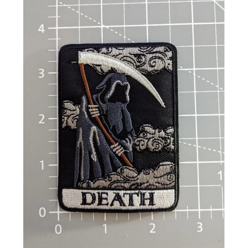 Death Tarot Card Grim Reaper Patch Goth Punk Embroidered Iron