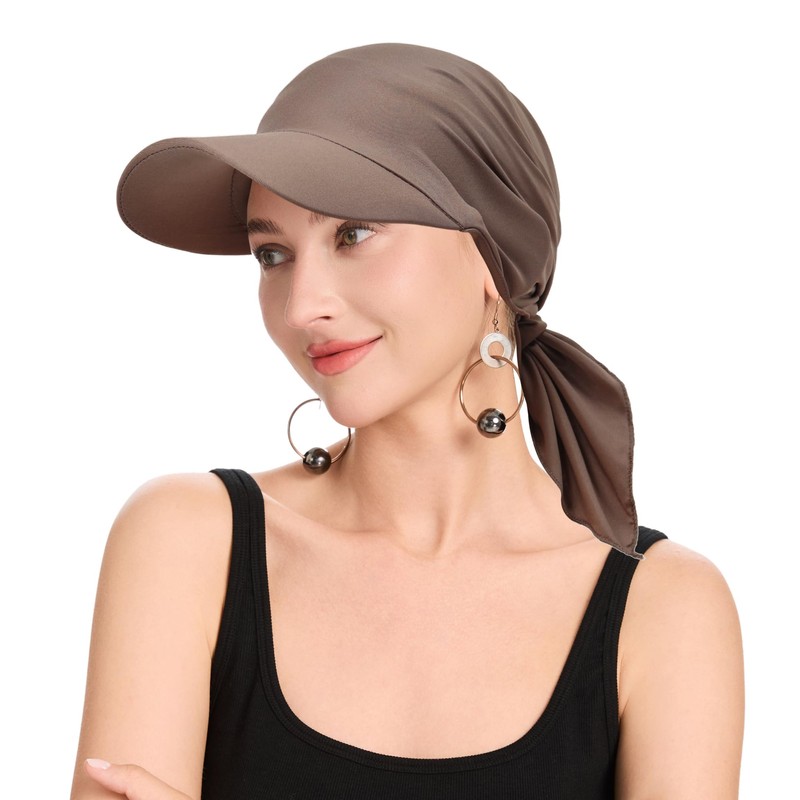 ZLYC Women's Summer Chemo Headwear Brim Visor Hat Beanie Hat,