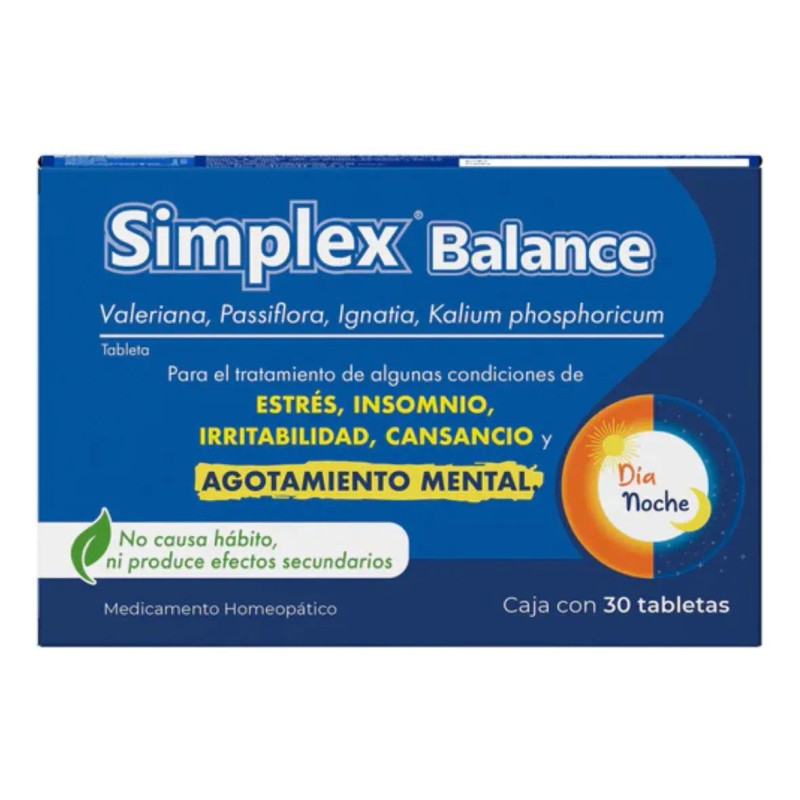 Simplex Balance Pasiflora Cansancio Mental 30 Tab 4 Pack