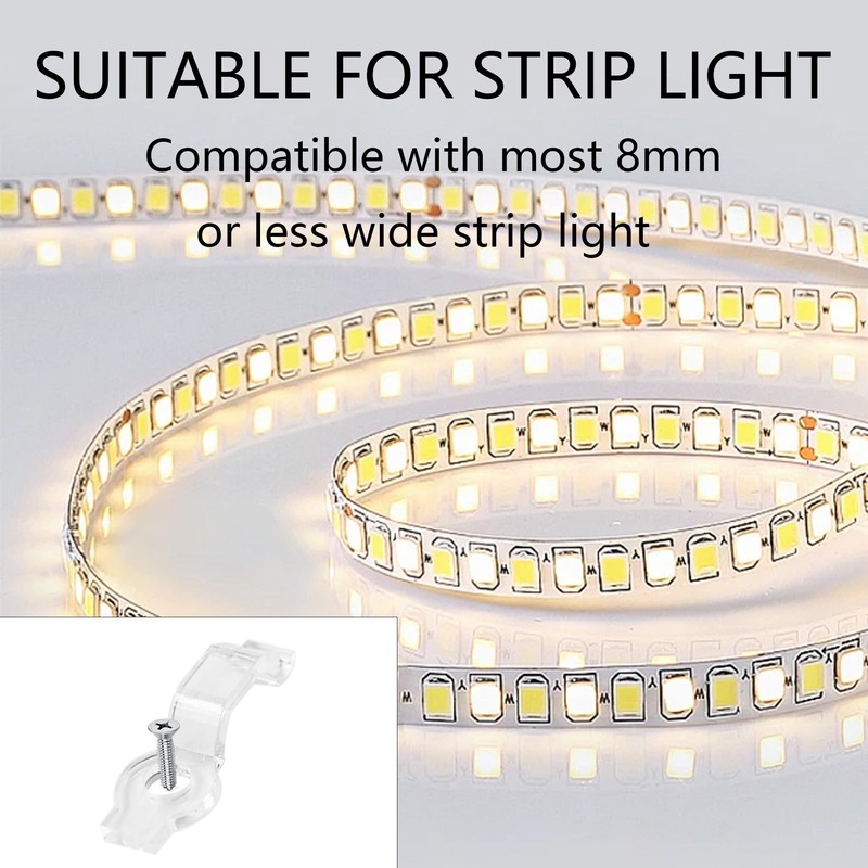 Runseaway 100Pcs LED Strip Light Mounting Brackets, Transparent One-Side Fixing