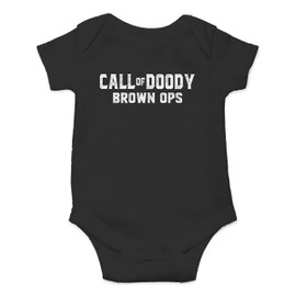 Call Of Doody Brown Ops - Funny Baby Essentials Bodysuit - Baby Outfit Funny Newborn Clothes (12 Months, Black)