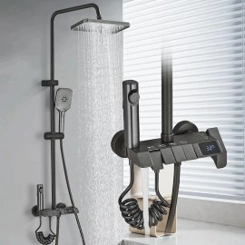 Rozin Black Smart Digital Display Shower Faucet Set With Display