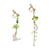 Feel "White Cat and Ginkgo Leaf Swinging Earrings" Women's Cute