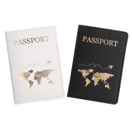 beejune 2 Pieces Passport Covers, Passport Organiser, Passport Cover, Passport Holder, for Credit Cards, Travel Accessories, Cardholder, Travel Organiser, Documents, black, Modern