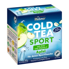 Meßmer Cold Tea Sport Apple, Limited Edition, with Zinc and Vitamin C, 14 Pyramid Bags, Gluten-Free, Lactose-Free, Vegan