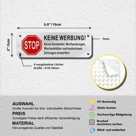 TAKULA Letterbox Sign No Advertising Sticker 15 x 5 cm Sticker No Advertising Free Newspaper, Please No Advertising Sign, No Advertising, Pack of 2