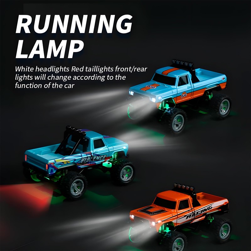 Flashstar Mini Rc Truck, 1:64 Scale Monster Truck Remote Control