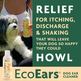 Vet Organics EcoEars Dog Ear Cleaner SolutionC8 Oz. Natural Dog Ear Multi-Action Formula for Large or Small Canines C Ear Drops to Alleviate Itchy Ears, Shaking, & Otic DischargeCPuppy Supplies by Vet Organics 2pk