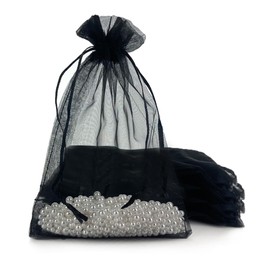 Black Gift Bags, 100 PCS Organza Bags(5x7 inch), Satin Jewelry Gift Bags with Drawstrings, Holiday Candy Goodie Treat Cookie Mesh Sachet Pouch Bags for Wedding Party Favors Supplies Bulk Stocking Sack