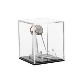 uxcell Championship Ring Display Case with Wooden Base, Acrylic Baseball Display Cube Dustproof Ring Holders for Baseball, Softball, Super Bowl, Football Ring (Wooden/Clear, 4Slot)
