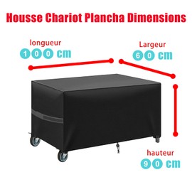 Plancha Outdoor Cover, Plancha Trolley Cover Waterproof 600D Plancha Cover, Plancha Cover, Windproof Anti UV Cover (125*60*80cm,Black)