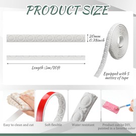 Roowest Flexible Molding Trim Peel and Stick for Walls 10ft Decorative DIY Wall Trim for Bathroom Mirror Frame Border Backsplash Tile Ceiling Cabinet TV Wall Edge (20mm,European)