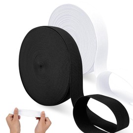 Elastic for Sewing, 2 Pcs 30mm Wide White & Black Elastic, Total 40 Meter (10 MeterEach) Elastic Waistband Straps Flat Elasticated Band, Webbing Garment Sewing Accessories DIY Craft for Dressmaking