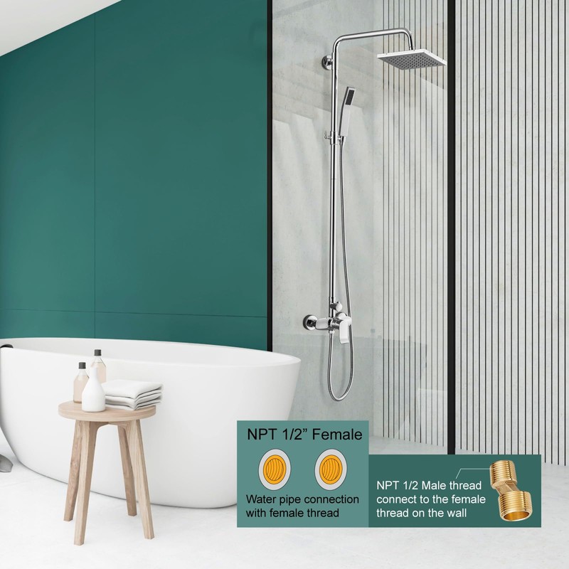Polish Chrome Exposed Shower System 2 Functional Bathroom Shower Set