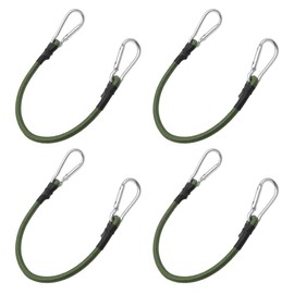 YDHfdc Bungee Cord with Hooks, Pack of 4, Expander Rope Tie Down Straps with Hooks, Luggage Tensioner, 36 cm, Rubber Tensioner, Bungee Cord for Camping, Luggage, Travel (Army Green)