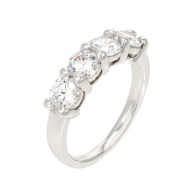 MALYNN Diamond Cut Cubic Zirconia 5mm Wedding Band Rhodium Plated Hypoallergenic Ring for Women (7.5)