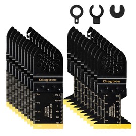 Diagtree Titanium Oscillating Saw Blades, Diagtree 20PCS Titanium Oscillating Multitool Blades for Metal, Wood and Plastic, fit Dewalt Milwaukee Ryobi Fein Dremel Bosch Rockwell Makita Porter Cable