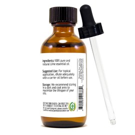 GreenHealth Lime – 2 fl oz (59 ml) Glass Bottle w/Glass Dropper – 100% Pure Essential Oil