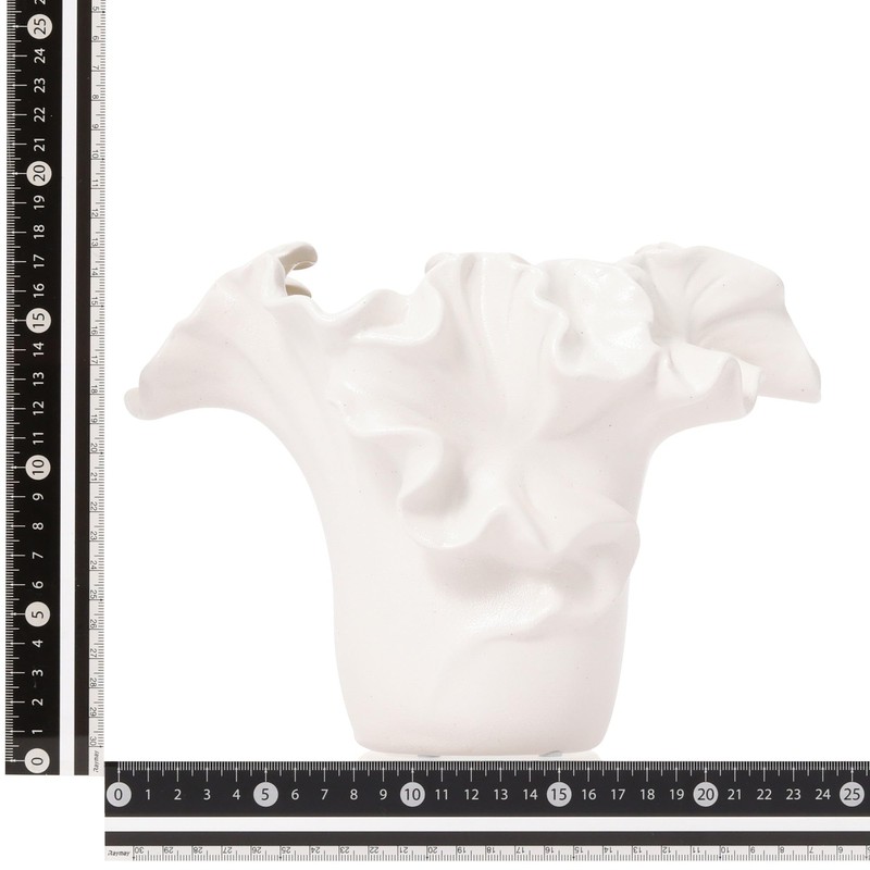 Francfranc Ceramic Ruffle Flower Base S White Ceramic Vase Home
