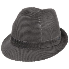 Lipodo Molinar Men's Corduroy Hat - Men's Hat Made of Cotton - Hat Sizes 55-62 cm - Trilby Made of Cord - Fabric Hat with Grosgrain Ribbon and Lining - Cord Hat Summer / Winter, gray, 58