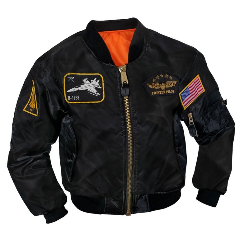 7341 Kids Top Gun MA-1 Flight Jacket Black (large)
