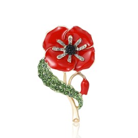 Teyolo Remembrance Poppy Brooch Pin for Women Enamel Red Flower Poppy Pin Veterans Memorial Day Poppy Jewelry Gifts