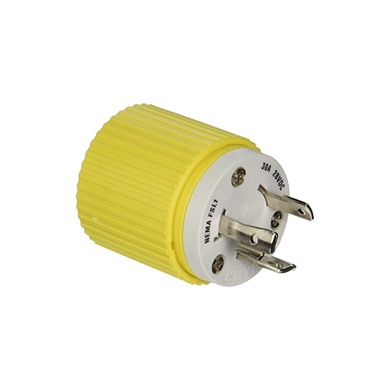 Hubbell Wiring Systems HBL328DCP Locking Plug, 30A, 28 VDC, Yellow