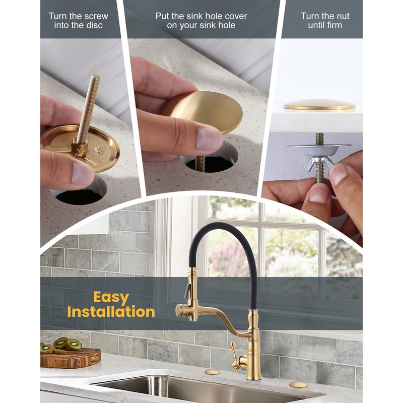 Kitchen Sink Hole Cover, 2 PCS Faucet Plate Stopper, Countertop