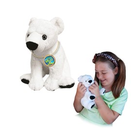 EcoBuddiez - Polar Bear from Deluxebase. Medium 20cm Soft Plush Animals made from Recycled Plastic Bottles. Eco-Friendly Cuddly Gift for Kids and Cute Stuffed Animal Toy for Toddlers.
