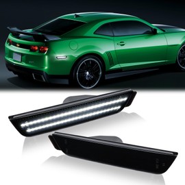 DERMOKA LED Side Marker Lights Rear White Bumper Marker Lamp Reflectors for 2010-2015 Chevy Camaro 2PCS, Smoked Len