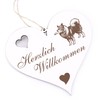 Herzlich Willkommen Sign, Wolfsspitz, Decorative Heart, Wooden Welcome Sign, Door