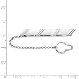 The Black Bow Rhodium Plated Sterling Silver Diagonal Stripe w/Button Chain Tie Bar