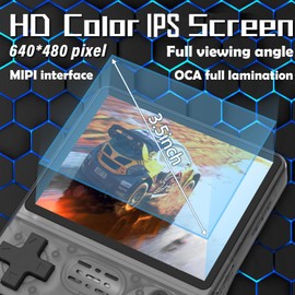 RegiisJoy Handheld Game Console 3.5 inch IPS Screen 30000 Games Mini Retro Console 3800mAh Portable Pocket Arcade 45 Emulators 256G TF Card Grey