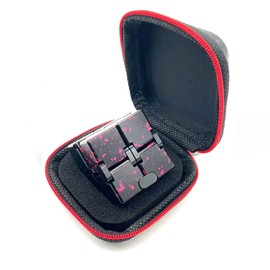 FUFUYOU Metal Fidget Infinity Cube Toys for Men Gadgets Anxiety Stress Relief Aluminum Alloy Material (Black & Pink)