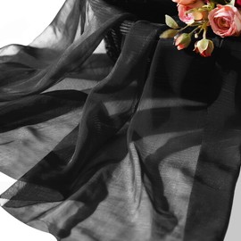 Organza Fabric by The Yard, 60 Inch Wide 3 Yards (9 ft) Long Sheer Fabric for DIY Sewing Projects Wedding Decorations Party Backdrops Curtains (Black)