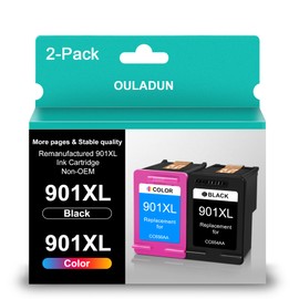 OULADUN 901 Ink Cartridges | Remanufactured Ink Cartridge Replacement for HP 901XL 901 XL Combo Pack for HP Officejet 4500 J4500 J4524 J4540 J4550 J4580 J4624 J4640 J4660 Printer(1Black, 1Tri-Color)