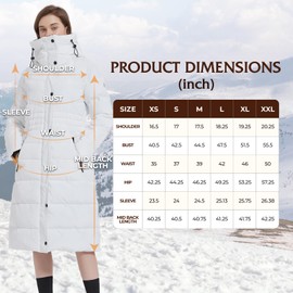 IKAZZ Winter Windproof Warm Down Coats, Women's Skiing Waterproof Thicken Quilted Hooded Fashions Hooded Puffer Full-Zip Long Jacket, Perfect for Cold Weather, White XS