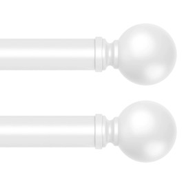 Hei! Dear Curtain Rods 2 Pack,White Curtain Rod,Curtain Rods for Windows 18 to 45 Inch,5/8 Inch Bedroom Curtain Rods,Adjustable Small Curtain Rod,Window Curtain Rod,Telescoping Splicing Drapery Rods