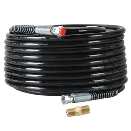FLKQC Airless Paint Spray Hose 25ft | 1/4 inch Black High Pressure 3600psi Paint Sprayer Flexible Fiber Tube (25FT, Black)