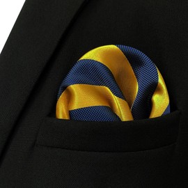 S&W SHLAX&WING Striped Pocket Squares for Men Yellow Royal Blue Stripes Accessories