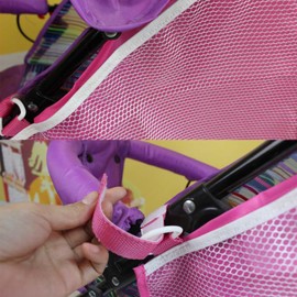 Generic 2 Pack Universal Side Sling Stroller Mesh Cargo Net and Organizer, Extra Stroller Storage Space, Non-Slip and Adjustable Straps (Pink) Type-C Convertor