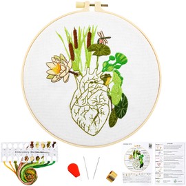 Crafmanoe Embroidery Kits for Beginners Adults, Heart Embroidery Starter Kits Counted Cross Stitch Kits for Beginners Adults Hobbies Set for Women, Embroidery Fabric, Thread, Hoops, and Video Tutorial
