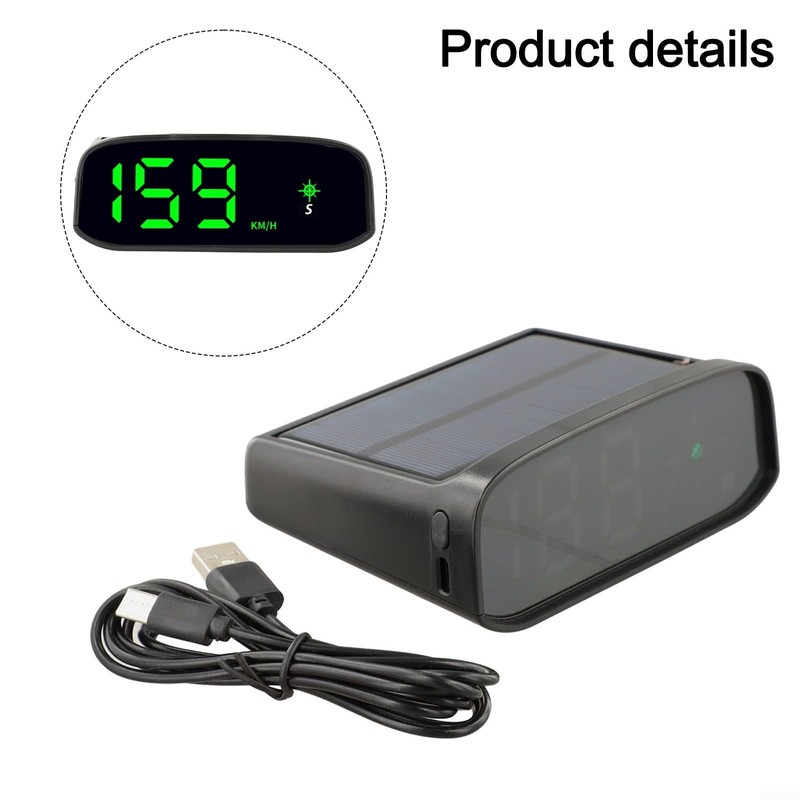 Solar Powered Head Up Display GPS Digital Car Speedometer with