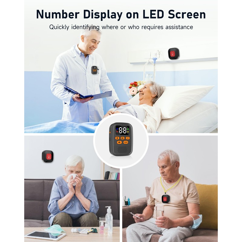 Caregiver Pager Wireless Call Button for Elderly, 500ft Range Medical