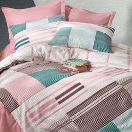 SUSSEXHOME Mint Meets Pink Duvet Cover Set | Pink, Full Size Duvet Cover, 1 Duvet Cover, 1 Fitted Sheet and 2 Pillowcases, Iron Safe, Hypoallergenic, Breathable Bedding Set, Machine Washable