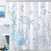 Nautical Coastal Turtle Shower Curtain, Coral Starfish Seashell Ocean Themed