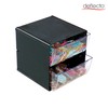 Deflecto Black 2 Drawer Cube Storage Modular and Expandable Desktop