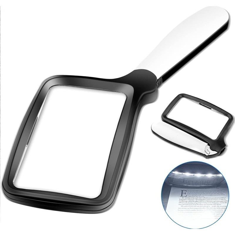 LH-Large Hand Magnifying Glass Handheld Folding Reading Magnifier 3X Magnification